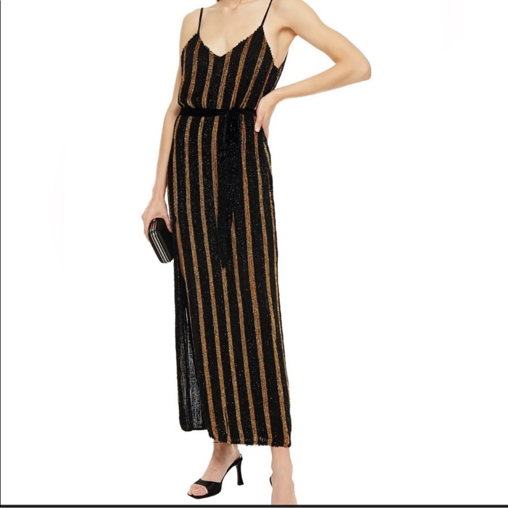 Retrofete Black and gold Sequin Dress NWT